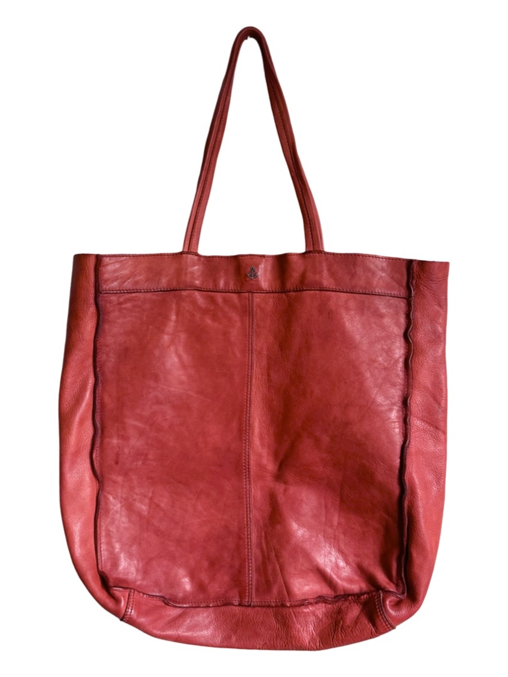 Harbour 2nd Elbe 2 Large Red Leather Tote Shoulder Carryall Bag Boho Minimalist